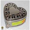 Image 1 : SILVER HEART SHAPED JEWELLERY BOX WITH