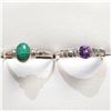 Image 1 : S47-131 SILVER MALACHITE & AMETHYST RING