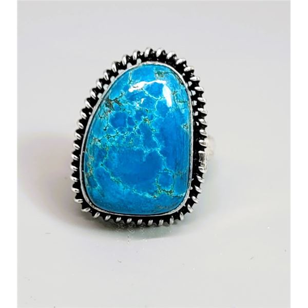 FREE FORM TURQUOISE RING,  SIZE 6 IN