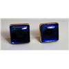Image 1 : SQUARE CUT GOLD TONE COBALT BLUE