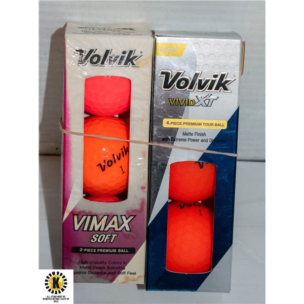 2 PACKS OF 3 NEON VOLVIK GOLF BALLS