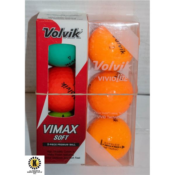 2 PACKS OF 3 NEON VOLVIK GOLF BALLS