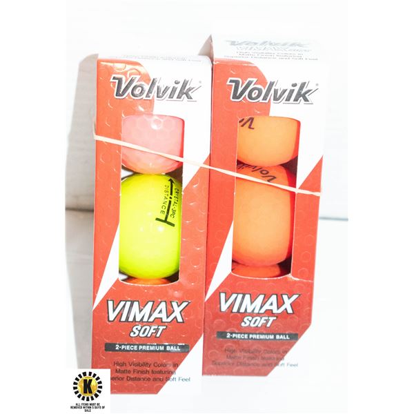 2 PACKS OF 3 NEON VOLVIK GOLF BALLS