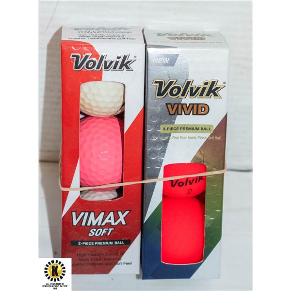 2 PACKS OF 3 NEON VOLVIK GOLF BALLS
