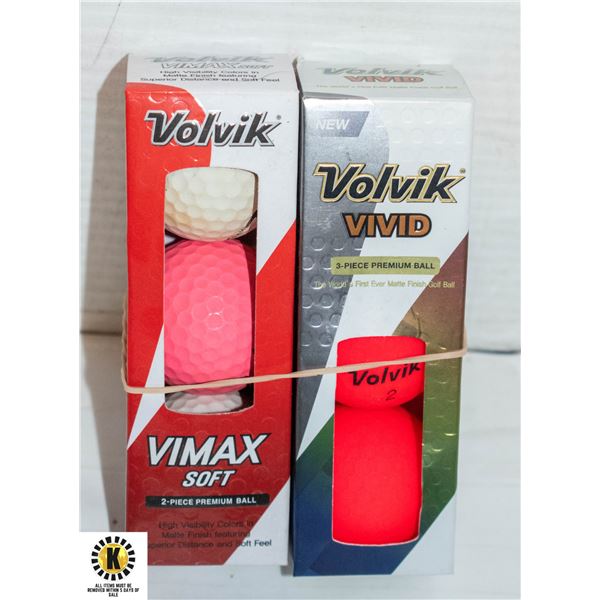 2 PACKS OF 3 NEON VOLVIK GOLF BALLS