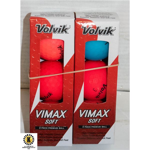 2 PACKS OF 3 NEON VOLVIK GOLF BALLS