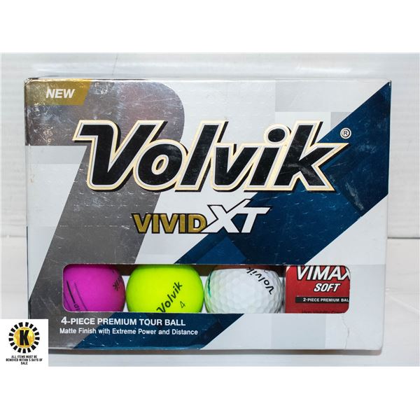 BOX OF 12 ASSOTRTED VOLVIK GOLF BALLS