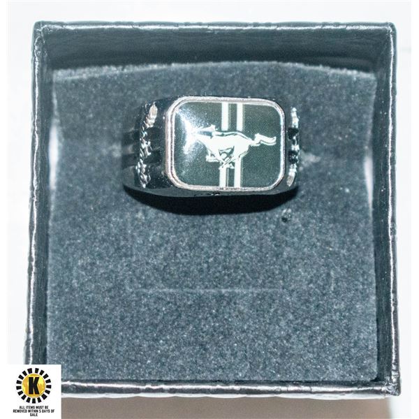 NEW .925 STERLING SILVER FORD MUSTANG RING SIZE