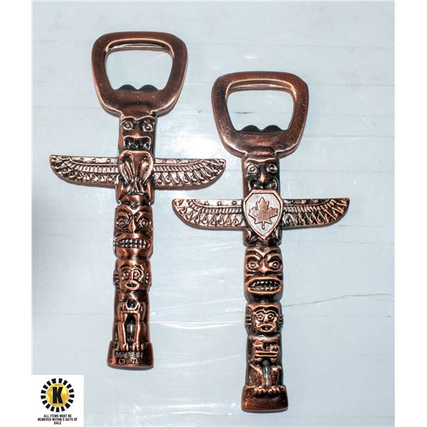 2 NATIVE TOTEM POLE BOTTLE OPENERS