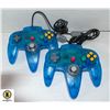 Image 1 : 2 CLEAR-BLUE NINTENDO 64 CONTROLLERS