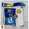 Image 1 : WHITE CREW SOCKS,SIZE 6-12,6-PACK