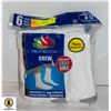 Image 1 : WHITE CREW SOCKS,SIZE 6-12,6-PACK