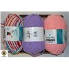 Image 1 : 3 BERNAT BABY BLANKET YARN,ASORTED COLOURS