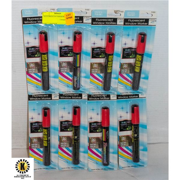 8 FLUORESCENT WINDOW MARKERS