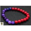 Image 1 : #186-NATURAL SUGILITE &RED CORAL  BEAD BRACELET