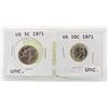 Image 1 : PAIR OF 1971 USA 5 AND 10 CENT UNCIRCULATED