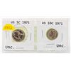 Image 1 : PAIR OF 1971 USA 5 AND 10 CENT UNCIRCULATED
