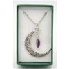NEW CRESCENT MOON AMETHYST GEMSTONE PENDANT