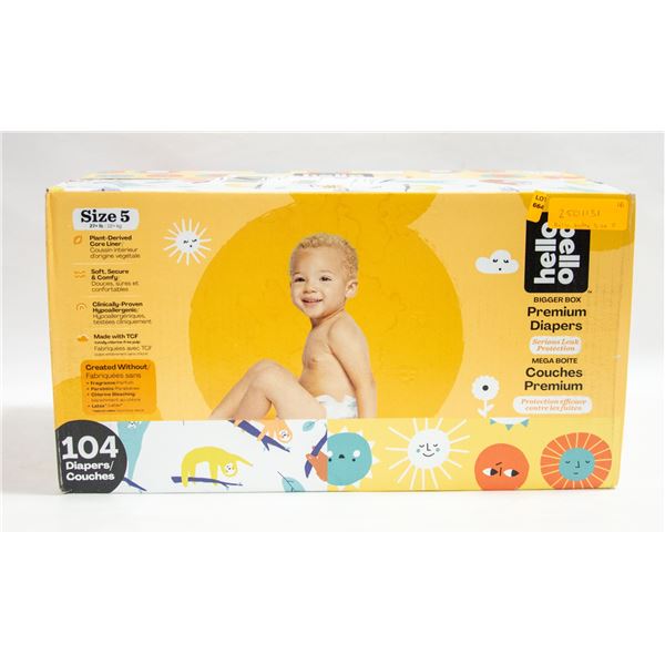 NEW HELLO BABY CASE OF SIZE 5 PREMIUM DIAPERS