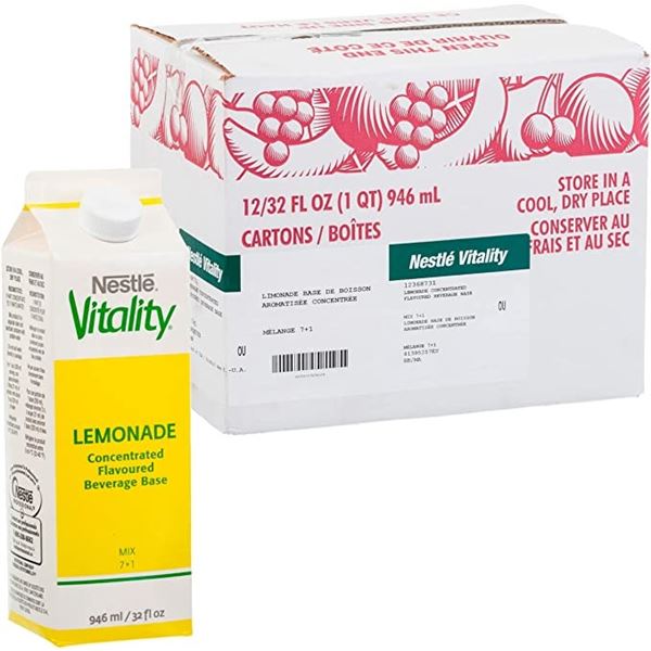 NEW CASE OF 12 X 946ML NESTLE VITALITY LEMONADE