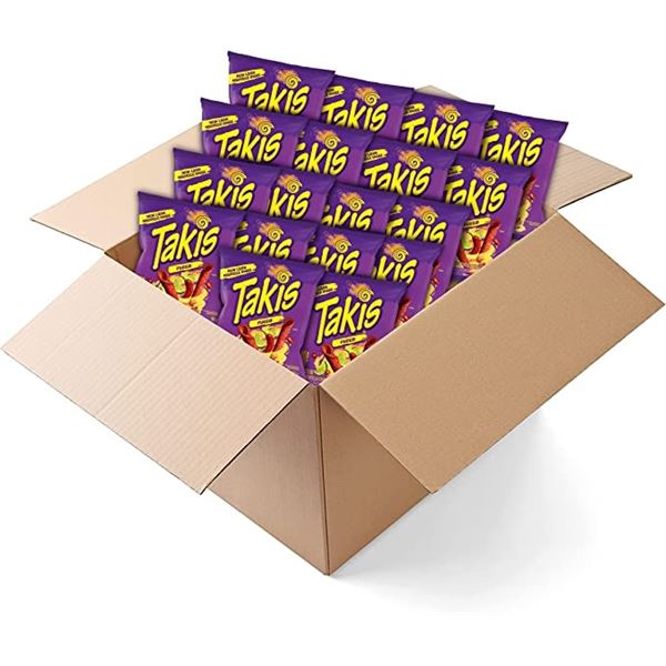 NEW CASE OF 18 X 90G TAKIS FUEGO ROLLED TORTILLA