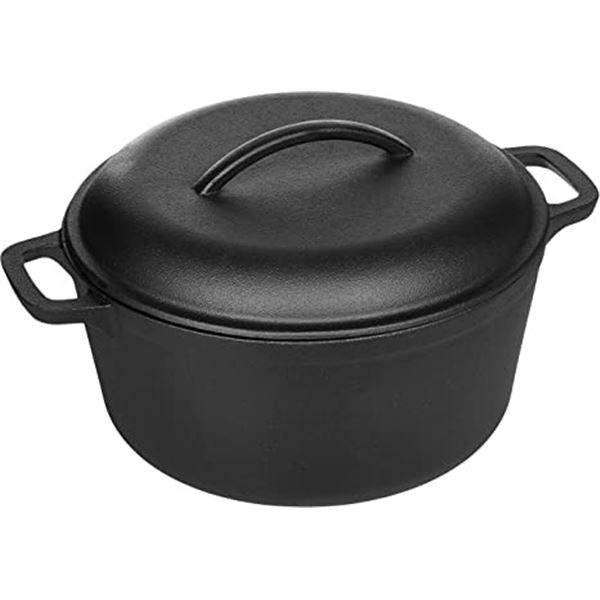 NEW AMAZON BASICS PRE-SEASONED CAST IRON DUTCH