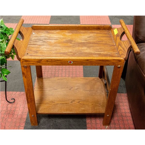 WOODEN CART STYLE TABLE H-28" W-17.5" L-31"