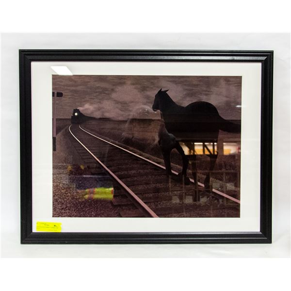 ALEX COLVILLE PRINT “HORSE AND TRAIN”: