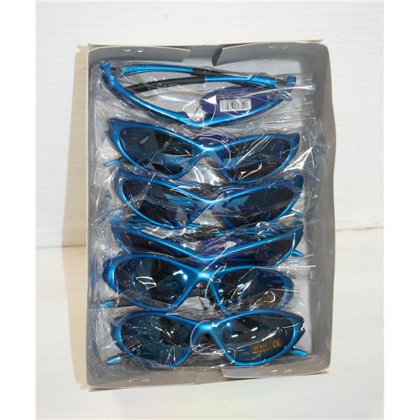 6 PAIRS SKY BLUE SPORT SUNGLASSES