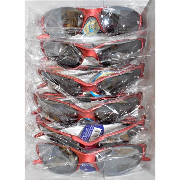 6 PAIRS OF RED SPORT SUNGLASSES