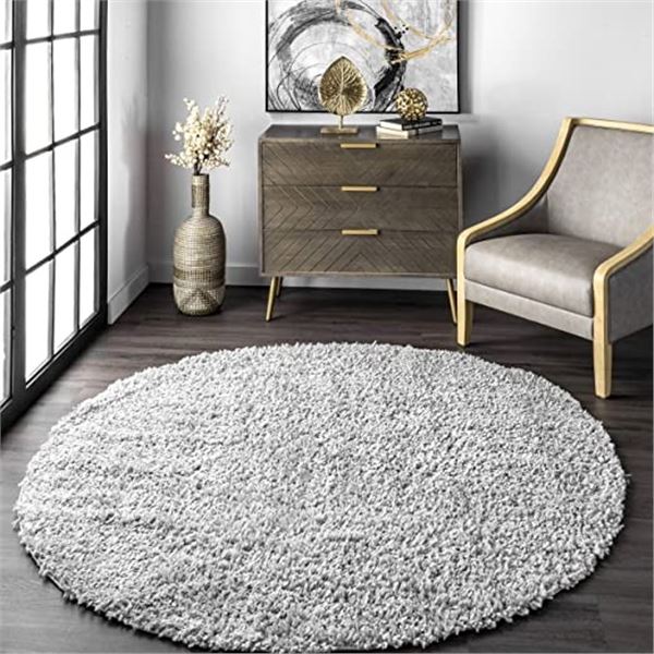 NULOOM BELLEZA 8FT SHAG GRAY ROUND RUG MODEL