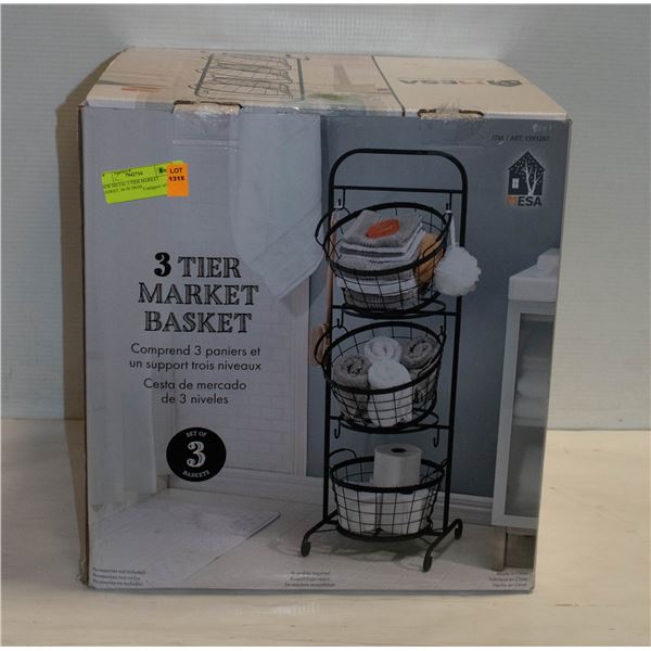 NEW METAL 3 TIER MARKET BASKET, 46 IN HIGH