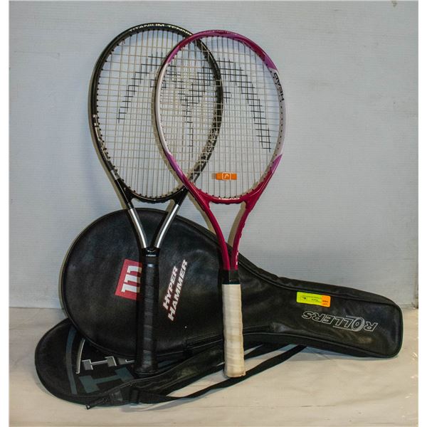 TWO HEAD TENNIS RACKETS AND COVERS