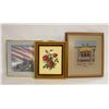 Image 1 : 2 FRAMED CROSS STITCH SOLD W. FRAMED WATERCOLOR