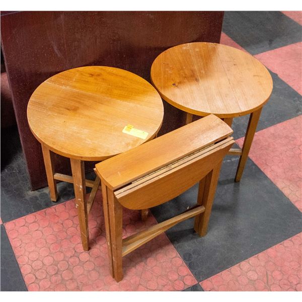 3 FOLDABLE END TABLES (WOOD)