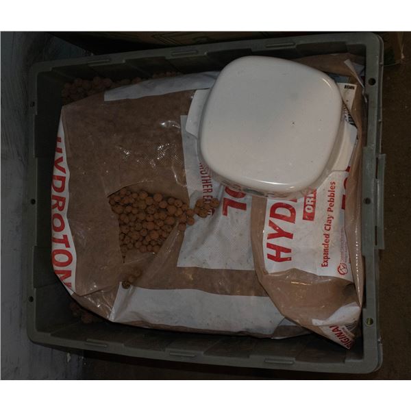 100 LTRS OF CLAY PEBBLES IN TOTE