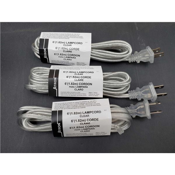Atron 6ft Clear Lampcord x 3