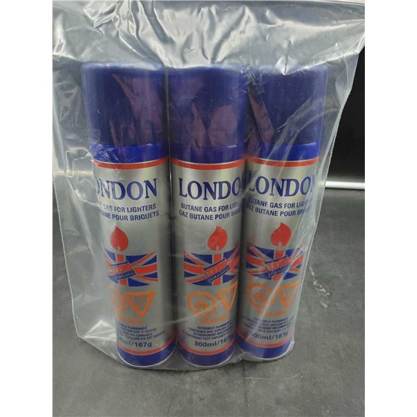 London Butane Gas for Lighters (3 x 300ml)