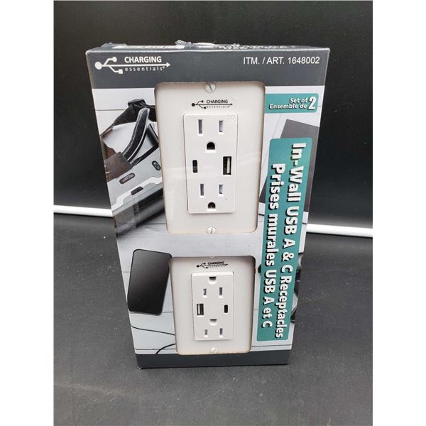 In Wall USB A & C Receptacle (2pk)