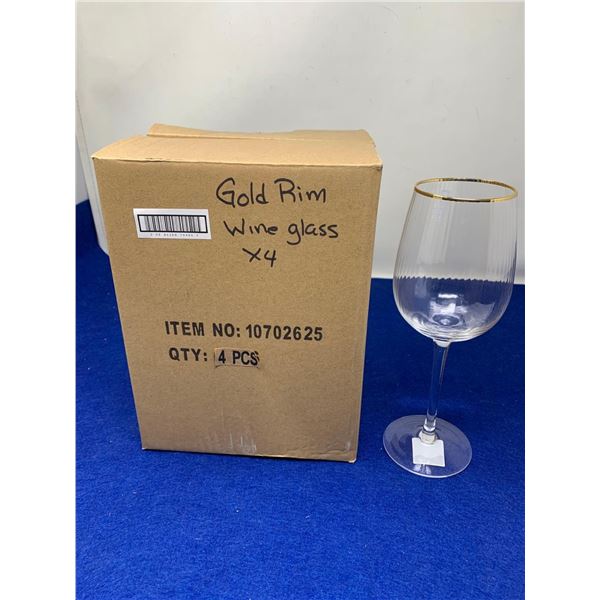 Gold Rim Wine Glass (x4)