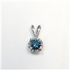 Image 1 : 14K White Gold Blue Diamonds(0.19ct) Pendant (~Size 0) (~length 0 inches), Suggested Retail Value $1
