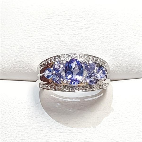 Silver Tanzanite(1ct) Topaz(0.04ct) Ring (~Size 0) (~length 0 inches) (~weight 4.7g), Suggested Reta