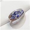 Image 2 : Silver Tanzanite(1ct) Topaz(0.04ct) Ring (~Size 0) (~length 0 inches) (~weight 4.7g), Suggested Reta