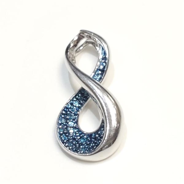 Silver Blue Diamonds(0.12ct) Pendant (~Size 0) (~length 0 inches), Suggested Retail Value $500