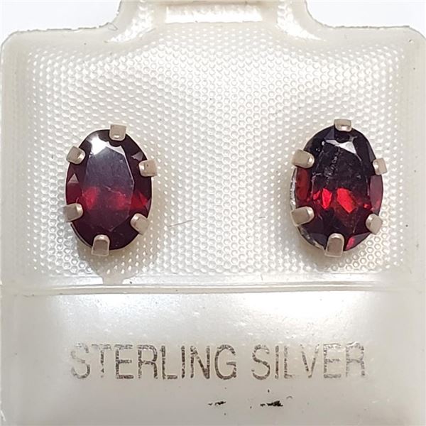 Silver Garnet Earrings (~Size 0) (~length 0 inches), Suggested Retail Value $60