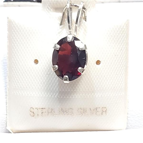Silver Garnet Pendant (~Size 0) (~length 0 inches), Suggested Retail Value $60