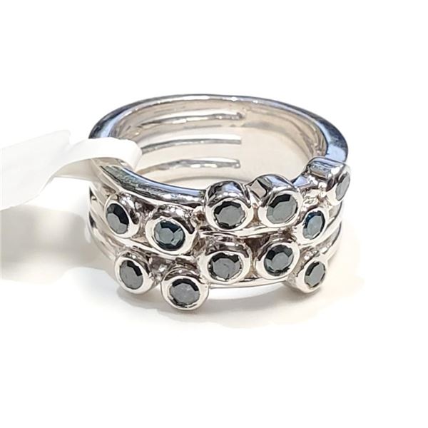 Silver Blue Diamonds(0.55ct) Ring (~Size 7)(Ring is resizable for $40) (~length 0 inches), Suggested