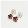 Image 3 : 10K Yellow Gold Garnet Earrings (~Size 0) (~length 0 inches), Suggested Retail Value $160