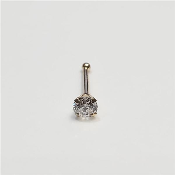 14K Yellow Gold Cubic Zirconia(0.1ct) Nose Pin (~Size 0) (~length 0 inches), Suggested Retail Value 