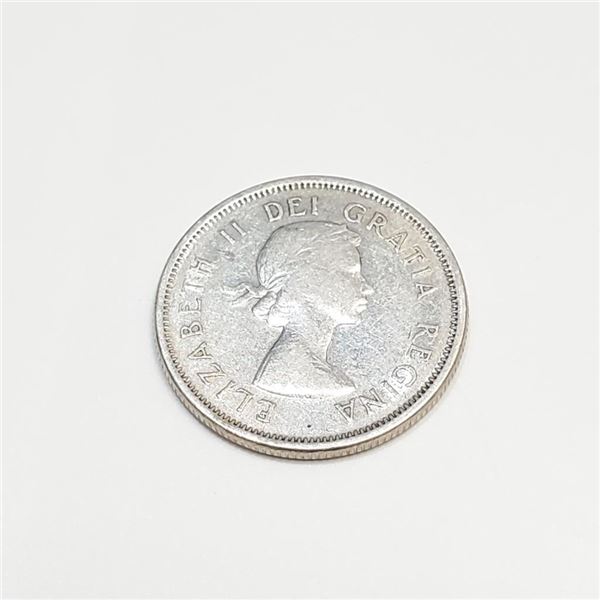 Silver Canadian 1962 25 Cents Coin (~Size 0) (~length 0 inches), Suggested Retail Value $120